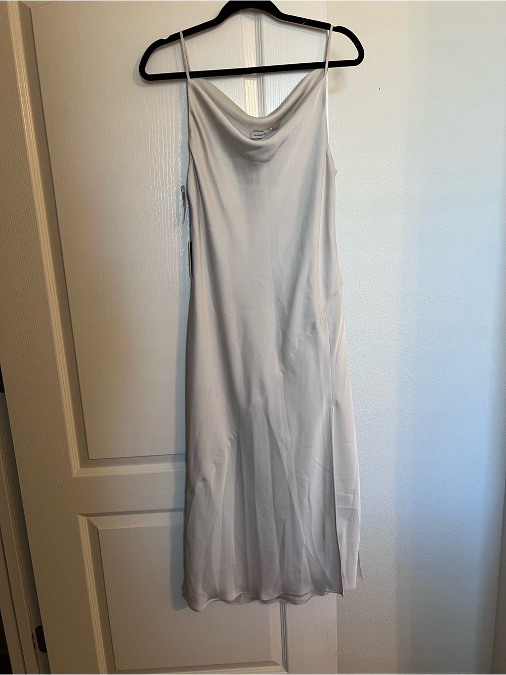 Aritzia Babaton Light Gray Cowl Neck Slip Midi Dress